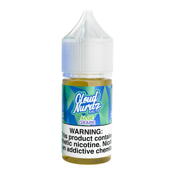 Aloe Grape Salt e-liquid bottle by Cloud Nurdz, 30mL, featuring a vibrant label with aloe and grape flavor imagery.
