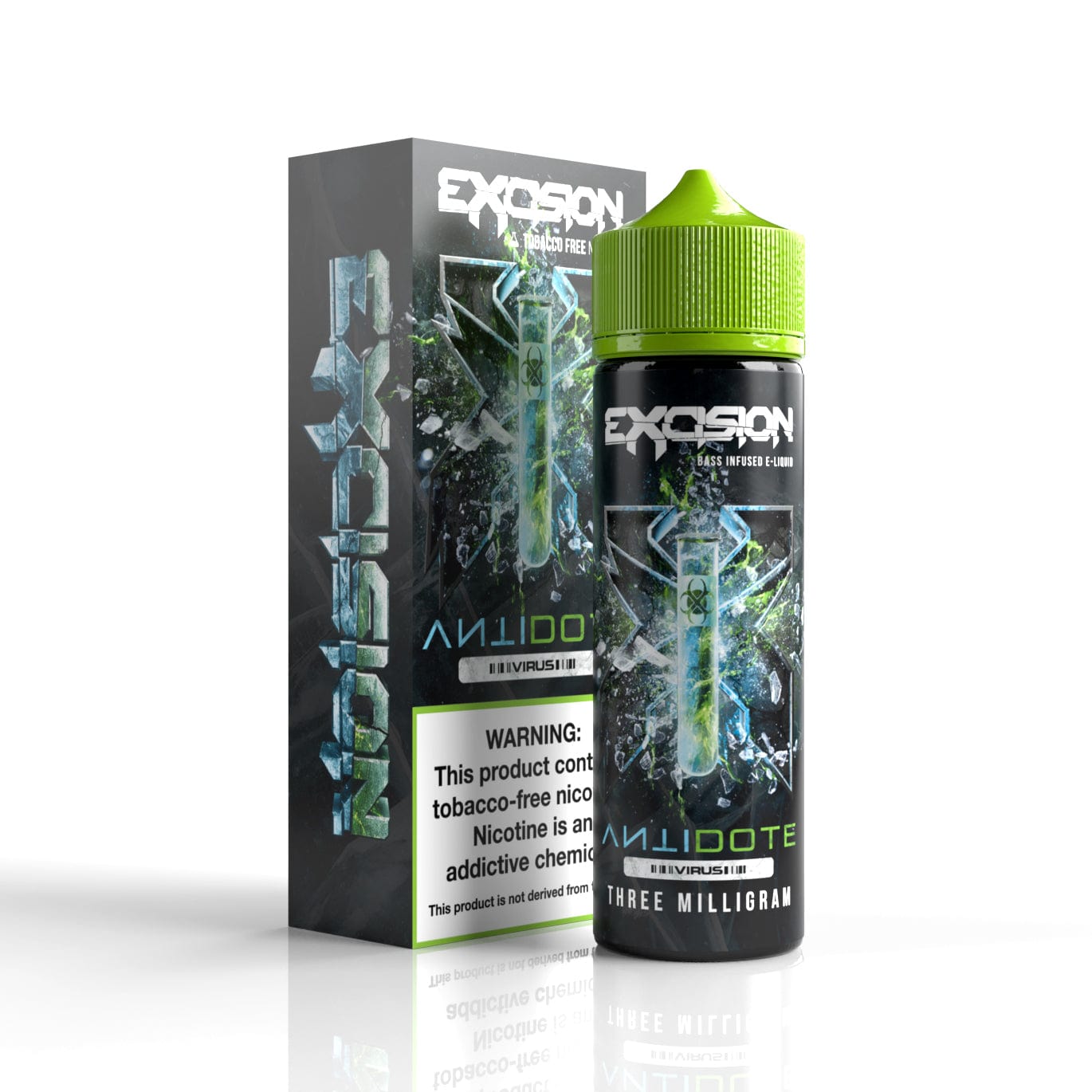 Excision Antidote Lemon Lime ICE e-liquid bottle, 60mL with citrus flavor and icy menthol cooling effect.