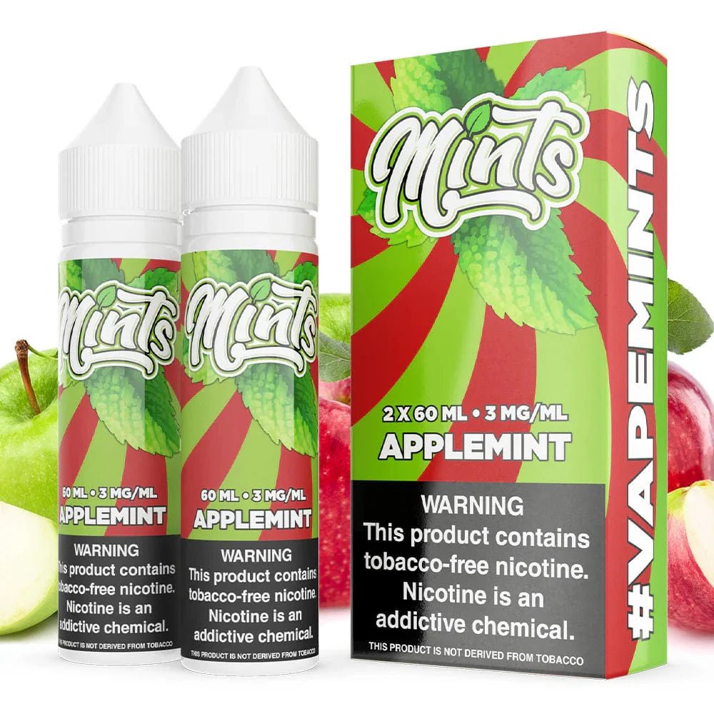 Apple Mint Mints e-liquid by Mints Vape Co. in a 120mL bottle, featuring a fresh apple and cool mint flavor.