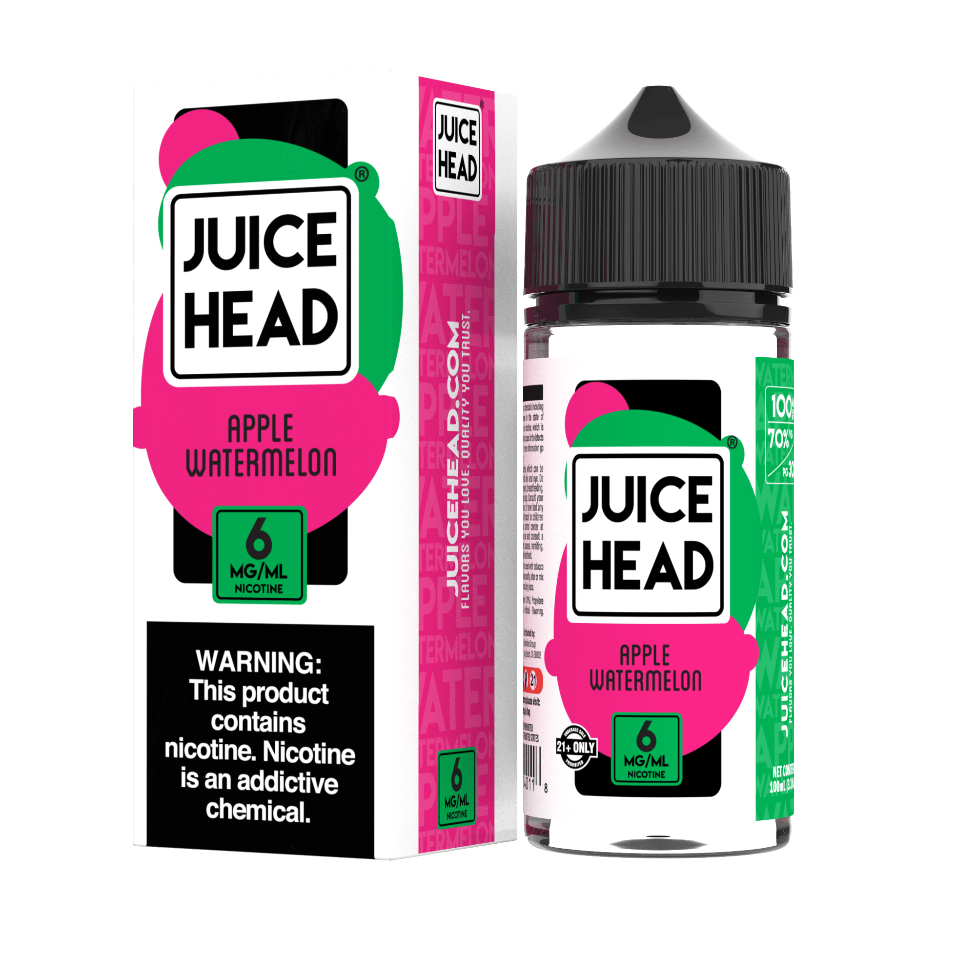 Apple Watermelon e-liquid by Juice Head in a 100mL bottle, featuring a blend of fresh apple and watermelon flavors.