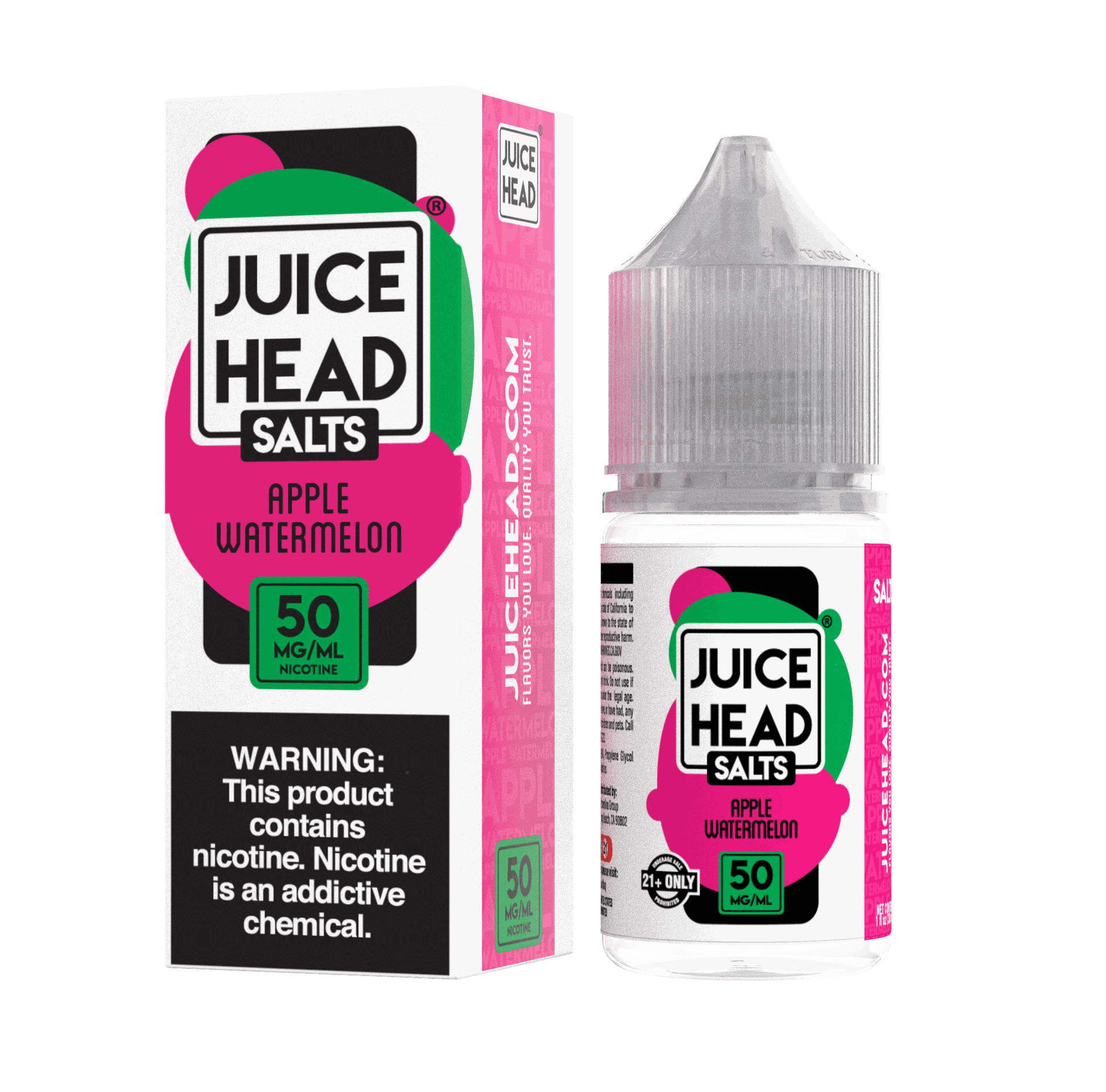 Apple Watermelon SALT e-liquid by Juice Head featuring a 30mL bottle with fresh apple and watermelon flavor.