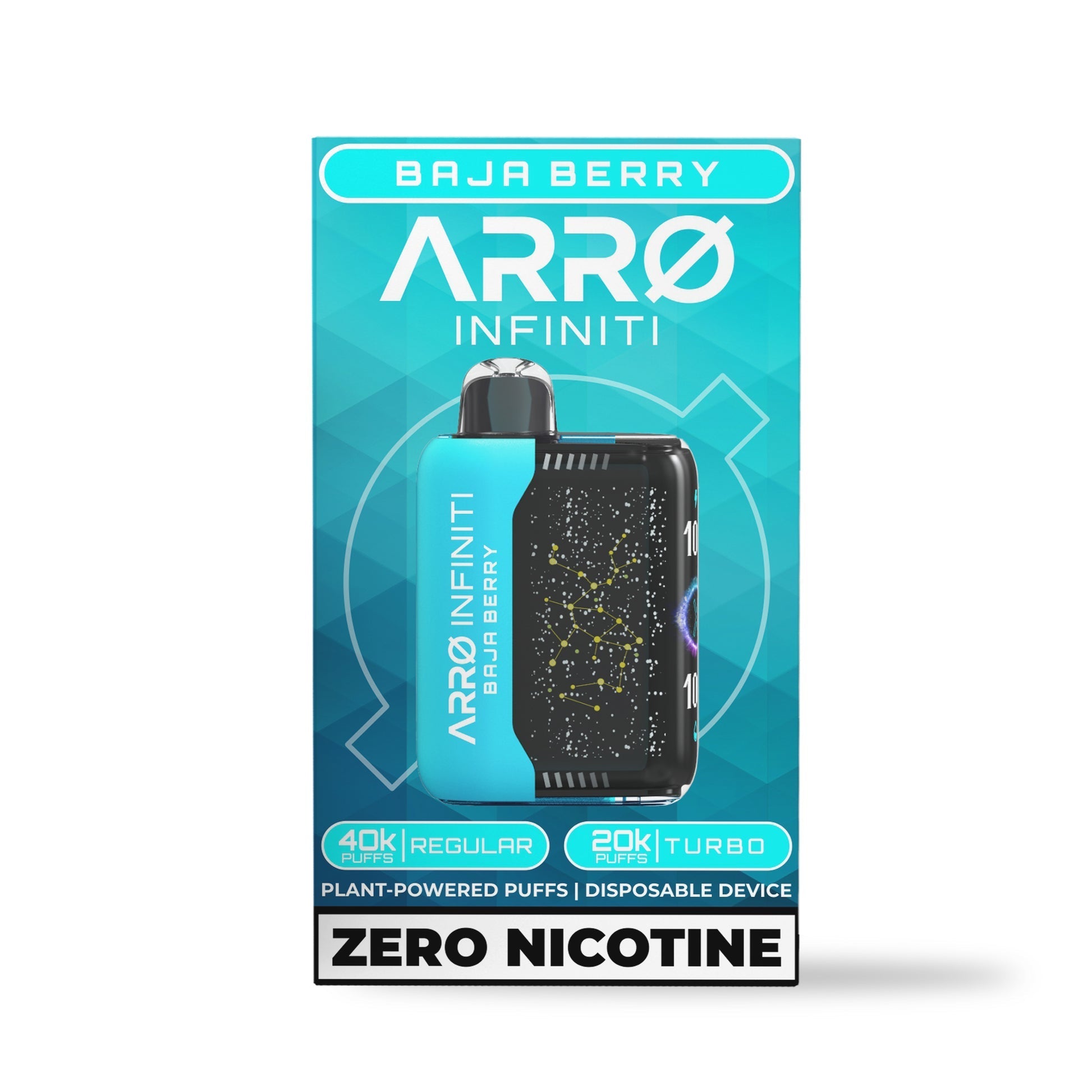 ARRO Infinity 40K disposable vape device with sleek design, 0% nicotine, and 40,000 puffs for a satisfying vaping experience