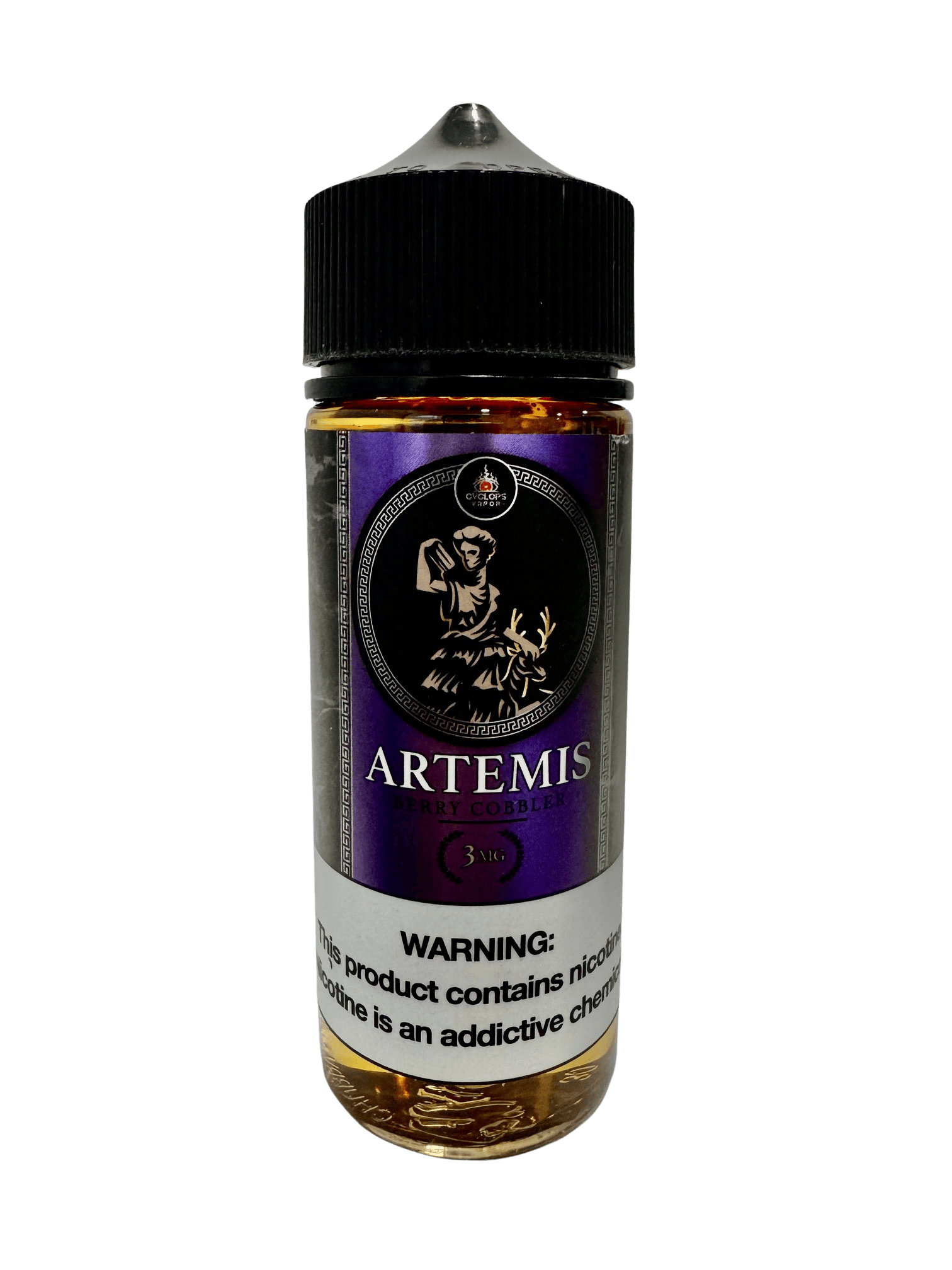 Cyclops Vapor Artemis Cyclops Vapor vape juice bottle, 120mL e-liquid with colorful label and flavor branding.