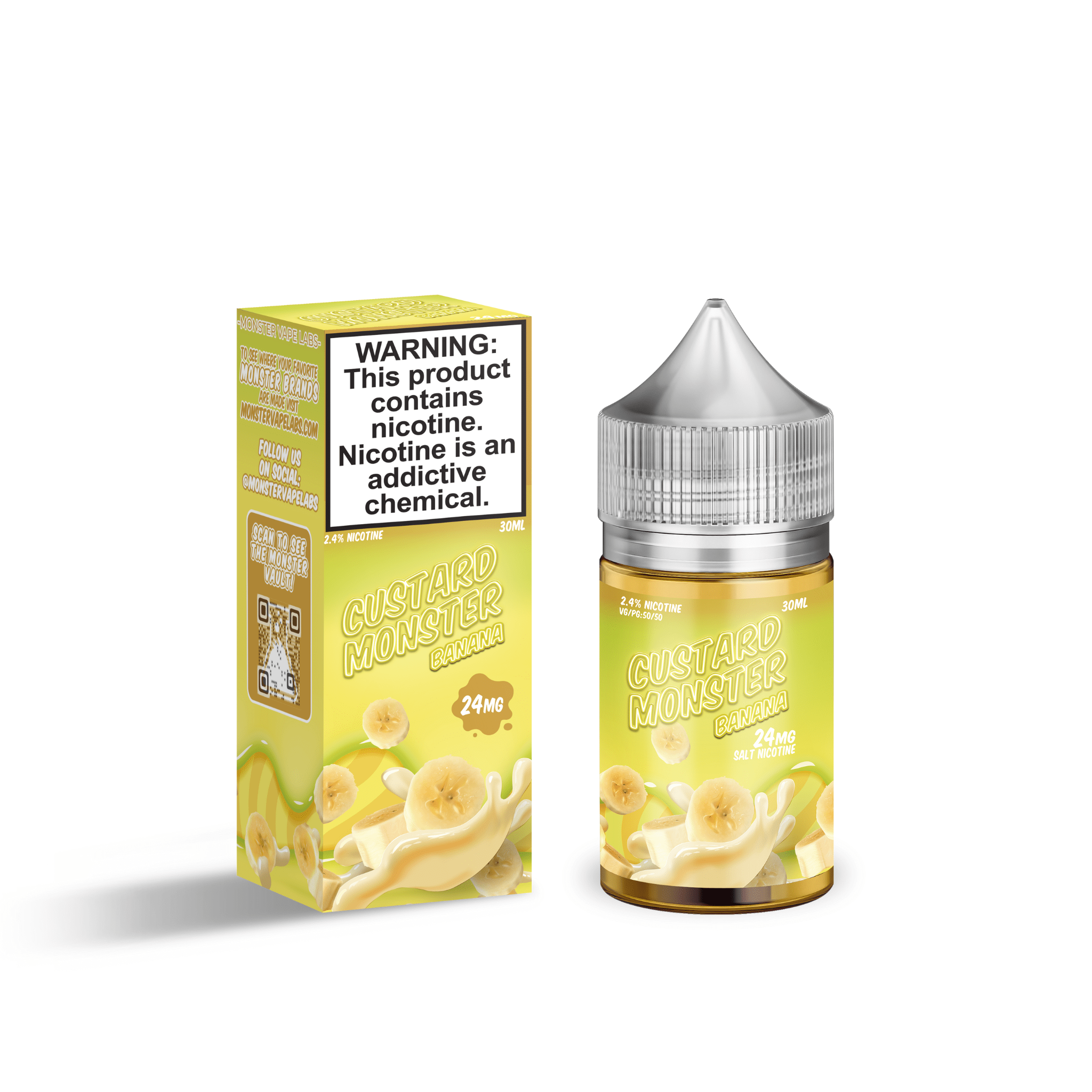 Banana SALT e-liquid by Custard Monster in a 30mL bottle, featuring a creamy banana custard flavor.