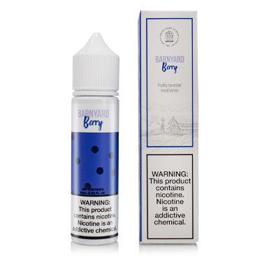 Barnyard Berry Fresh Farms Eliquid 60mL e-liquid bottle with colorful label featuring berries and farm-themed design.