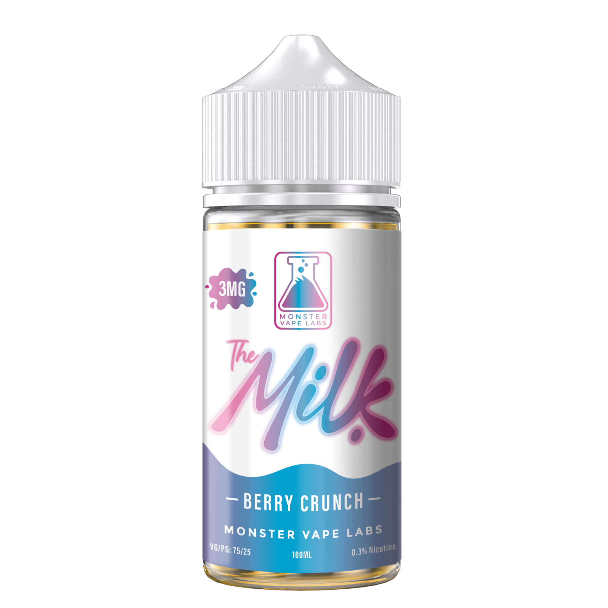 Berry Crunch e-liquid by The Milk E-Liquid in a 100mL bottle, featuring a berry and cereal flavor with vibrant packaging.