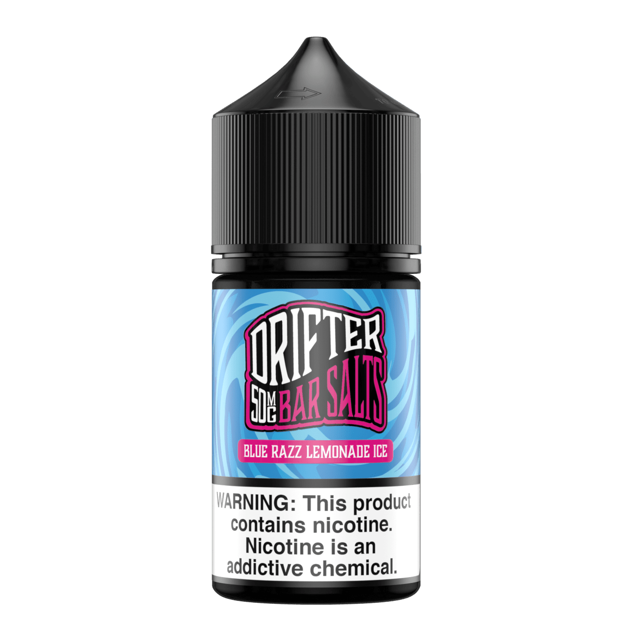 Blue Razz Lemonade ICE salt e-liquid by Drifter E-Liquid in a 30mL bottle, featuring vibrant blue raspberry and lemon flavors.