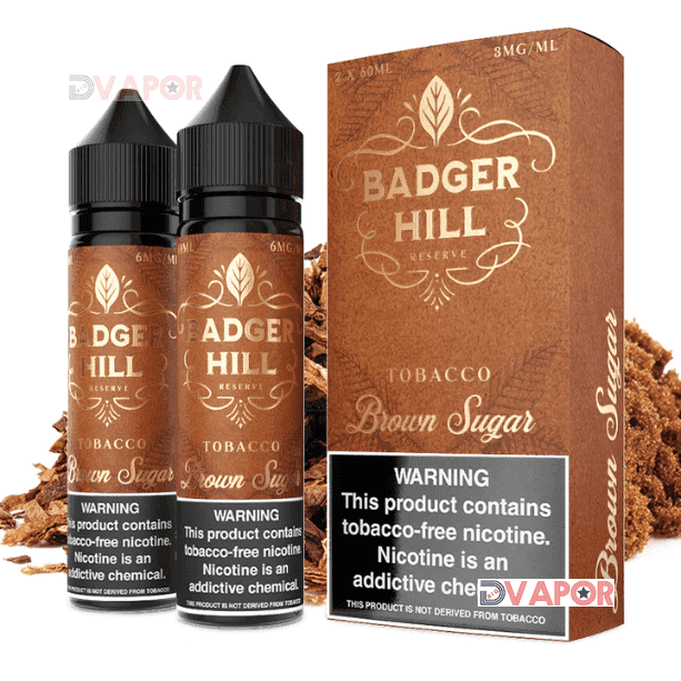 Brown Sugar Badger Hill Reserve e-liquid by Verdict Vapors in a 120ML bottle, showcasing rich brown sugar flavor.