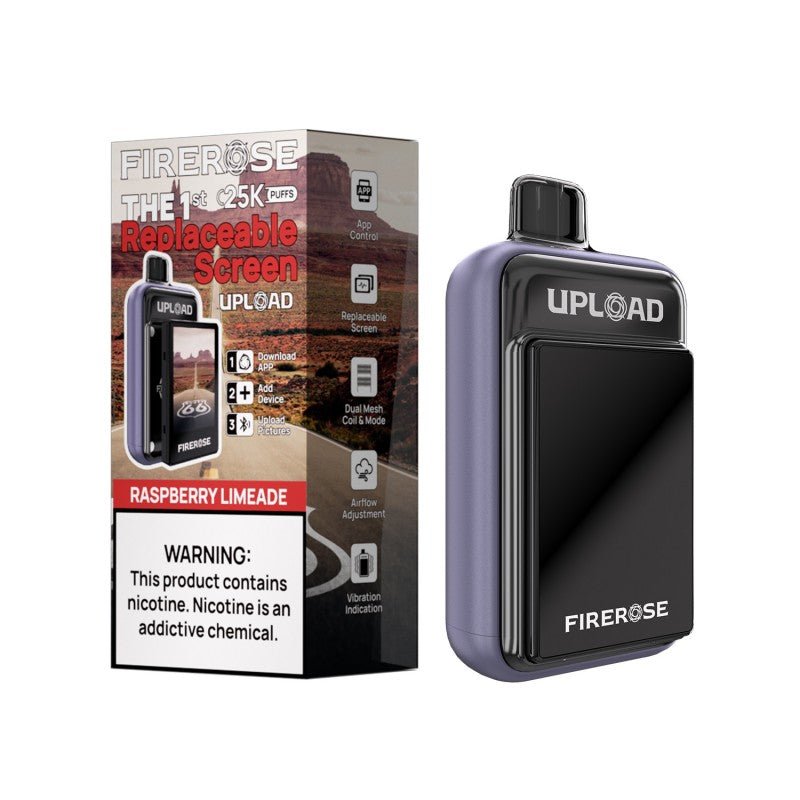 Firerose UPLOAD vape kit with replaceable color screen, compact disposable vape device with colorful display screen