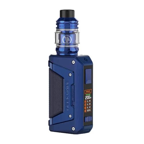 GeekVape L200 Aegis Legend 2 200W Kit with sleek mod and matching tank, showcasing rugged, durable hardware design.