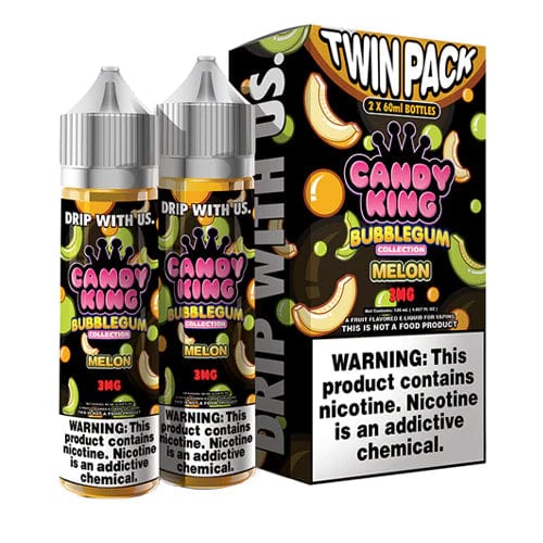 Candy King Melon Bubblegum Series e-liquid in a 120mL bottle, featuring a fruity melon and bubblegum flavor profile.