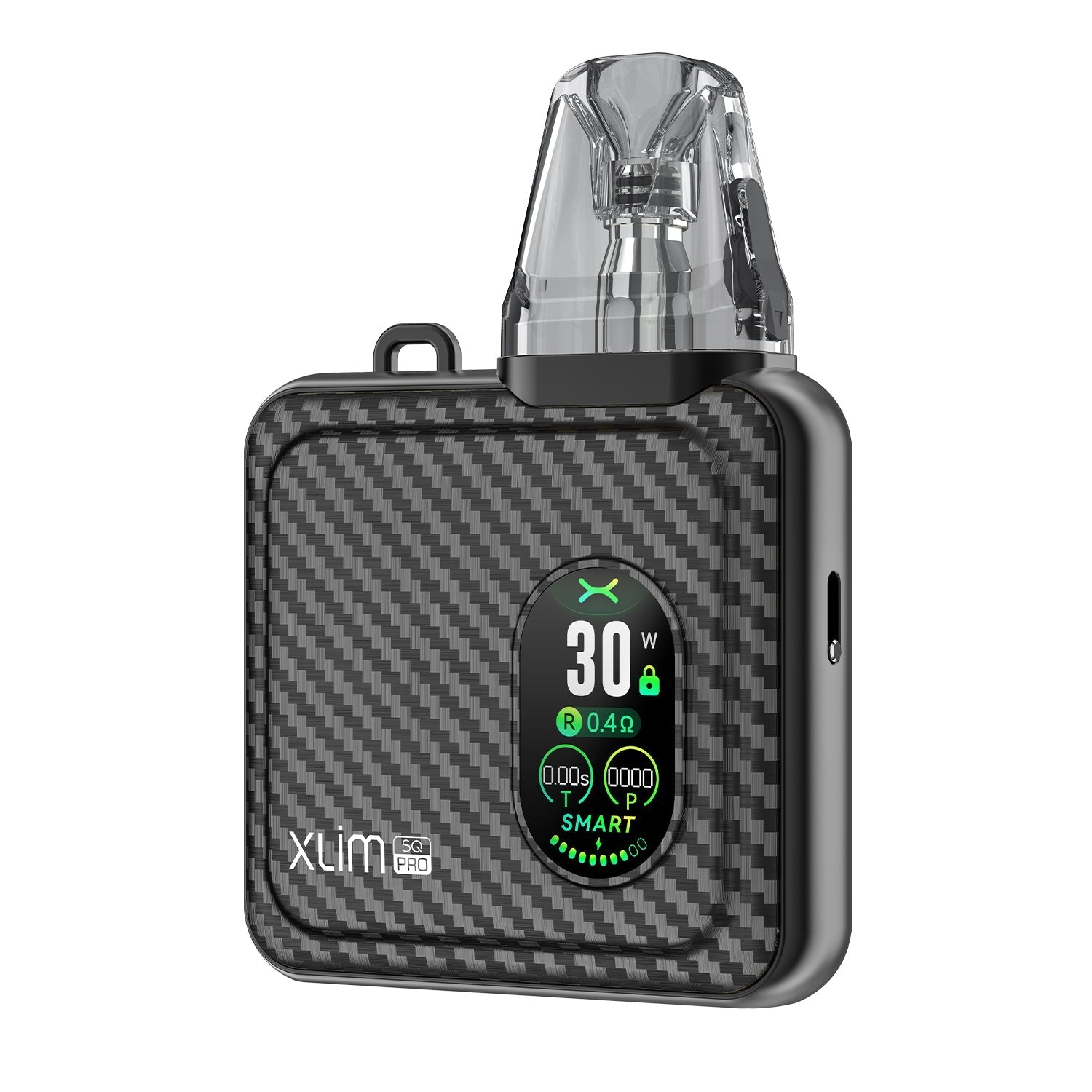 OXVA XLIM SQ Pro 30W pod system device with sleek design and compact hardware for vaping.
