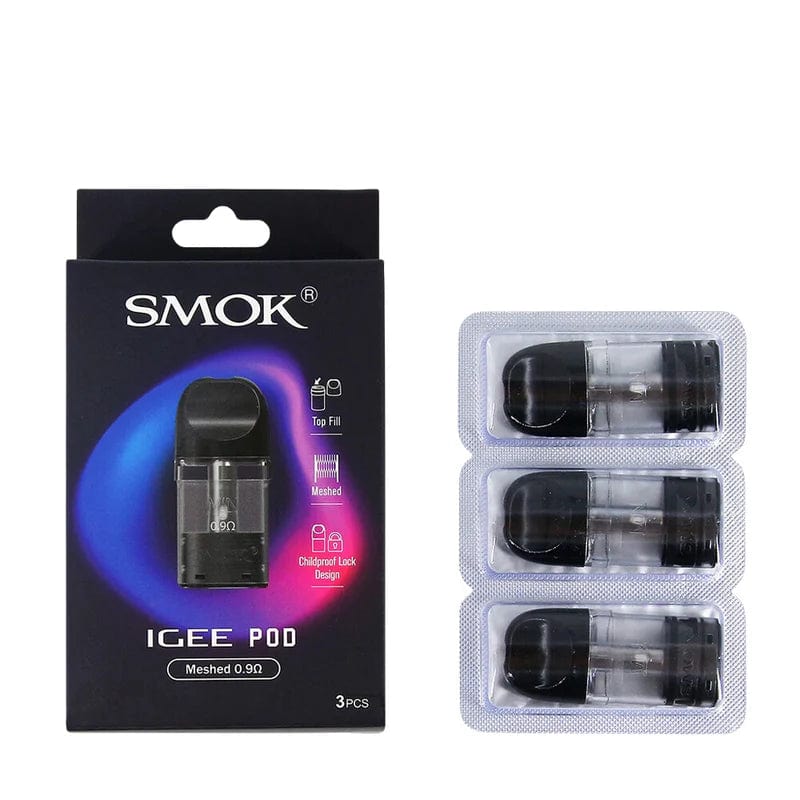 SMOK Igee replacement vape pods attached to a vaping device, showcasing the easy-to-install vape part for SMOK Igee series.