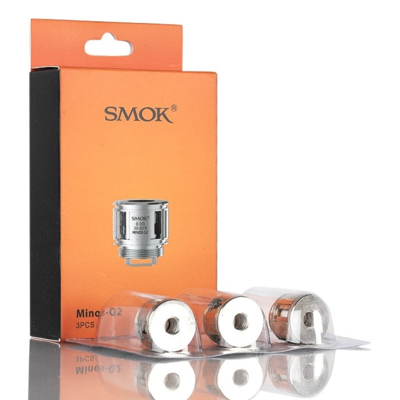 SMOK Minos-Q2 vape replacement coils shown in a pack, designed for use with SMOK vaping devices, featuring multiple coil heads.