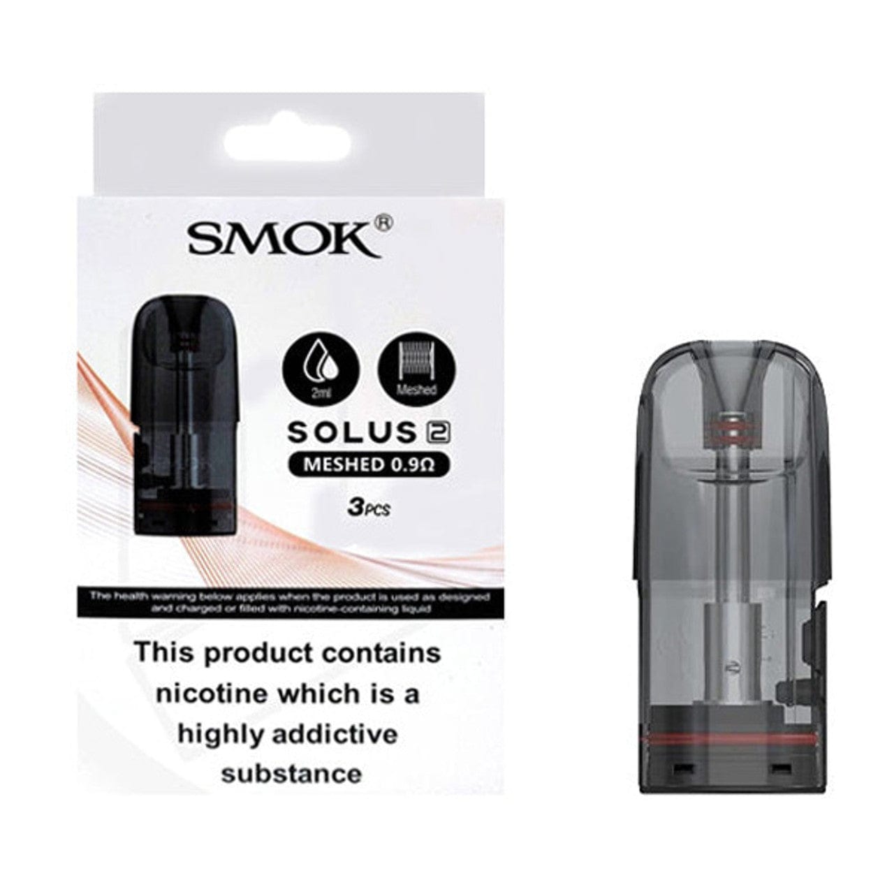 SMOK Solus 2 replacement vape pods with mouthpieces, designed for easy refilling and durable use.