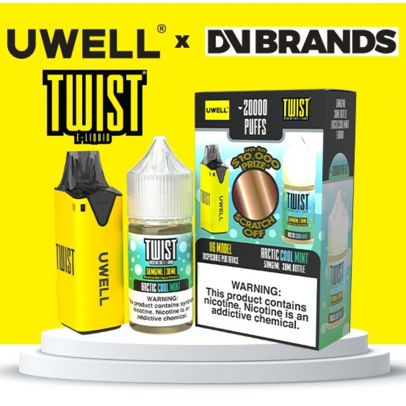 Uwell V6 refillable disposable vape with 30mL e-liquid, showing sleek design and mouthpiece for easy vaping.