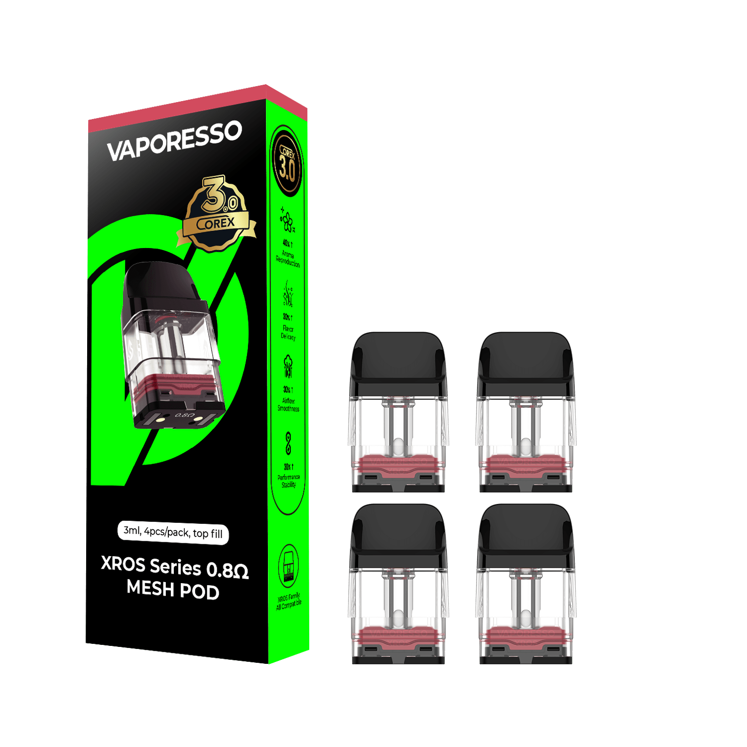Vaporesso XROS Replacement Pods — Mesh 0.8 ohm COREX 3.0 3mL